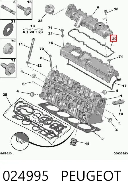 Uszczelka pokrywy zaworowej silnika górna 024995 Peugeot/Citroen