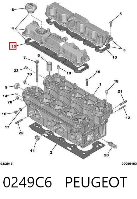Uszczelka pokrywy zaworowej silnika 0249C6 Peugeot/Citroen