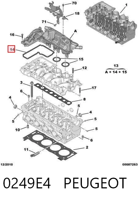 Uszczelka pokrywy zaworowej silnika 0249E4 Peugeot/Citroen