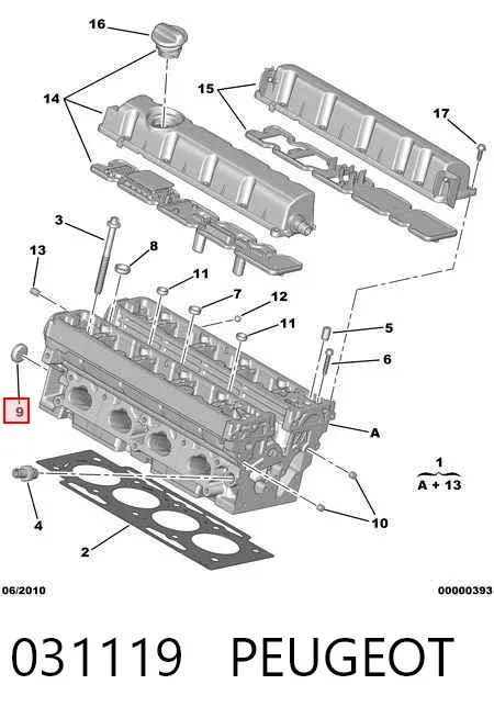 Zaślepka głowicy cylindrów/bloku cylindrów 031119 Peugeot/Citroen