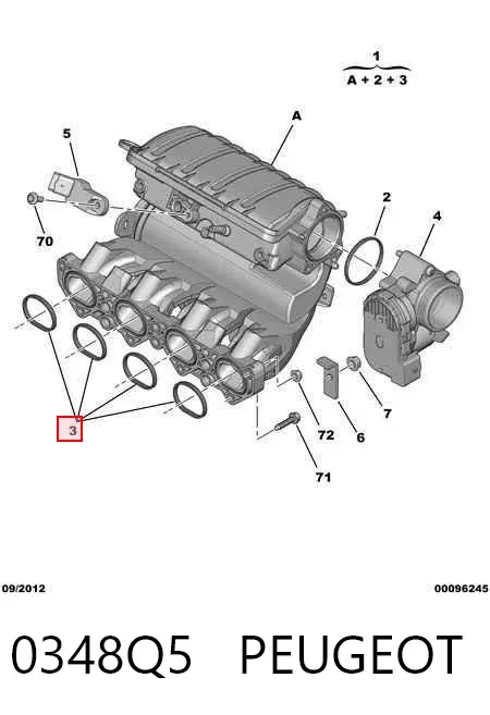 Uszczelka kolektora ssącego 0348Q5 Peugeot/Citroen