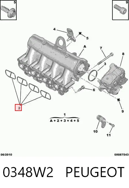Uszczelka kolektora ssącego 0348W2 Peugeot/Citroen