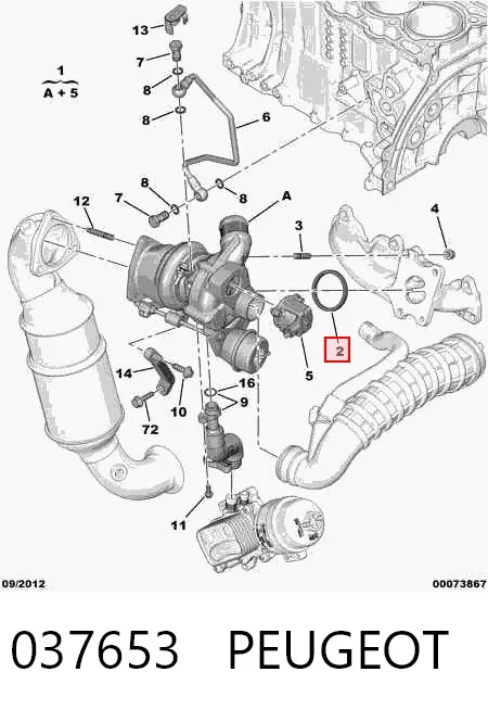 Uszczelka turbiny spalin, wlot 037653 Peugeot/Citroen