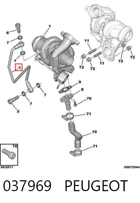 Rurka (przewód) dopływu oleju do turbiny 037969 Peugeot/Citroen
