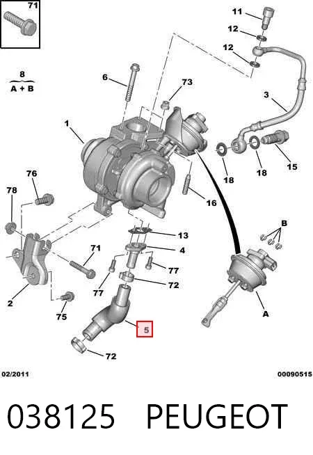 Rurka (przewód) spływu oleju z turbiny 038125 Peugeot/Citroen