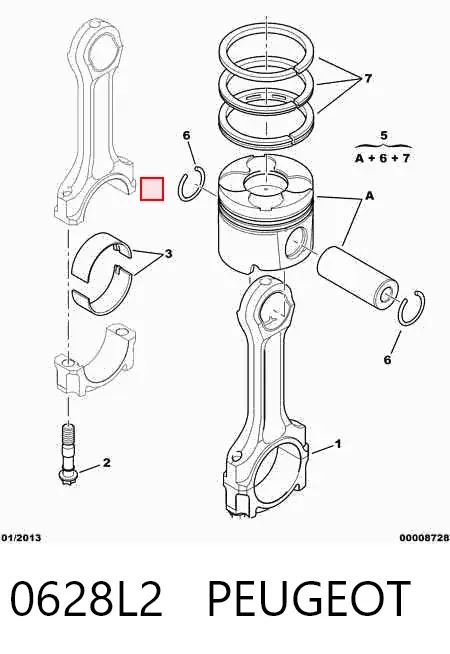 Tłok, komplet do jednego cylindru, STD 0628L2 Peugeot/Citroen