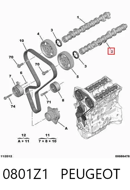 Wał rozrządu silnika ssący, dolotowy Citroen Xsara N1