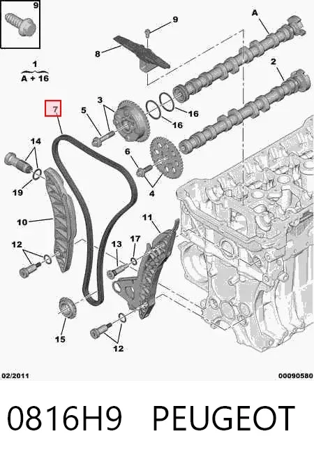 Łańcuch rozrządu, zestaw 0816H9 Peugeot/Citroen