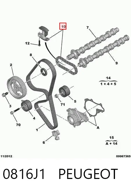 Łańcuch rozrządu górny, zestaw 0816J1 Peugeot/Citroen