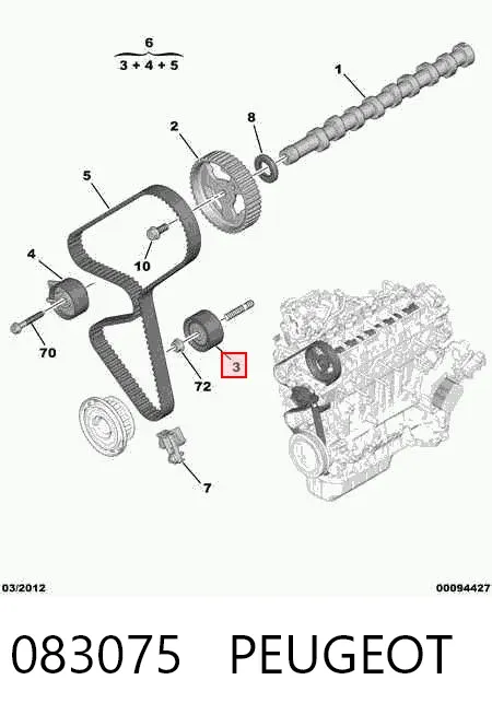 Rolka prowadząca kierunkowa paska rozrządu 083075 Peugeot/Citroen