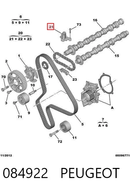 Napinacz łańcucha wałków rozrządu 084922 Peugeot/Citroen