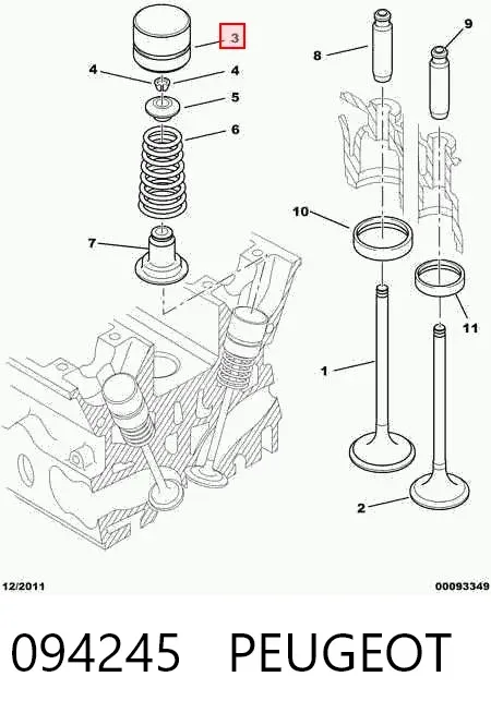 Kompensator hydrauliczny (popychacz hydrauliczny), popychacz zaworu 094245 Peugeot/Citroen