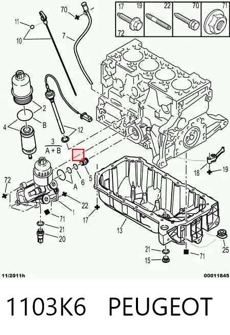 Uszczelka adaptera filtra oleju 1103K6 Peugeot/Citroen