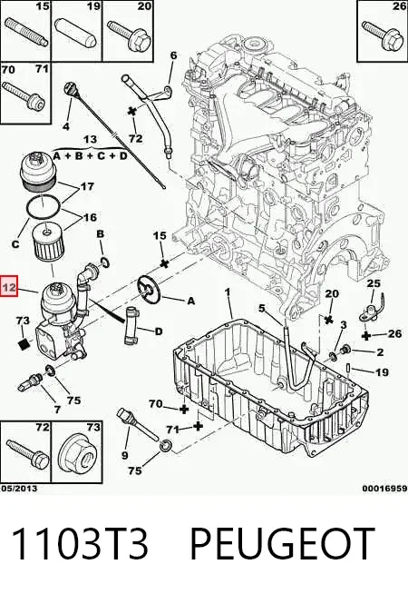Obudowa filtra oleju 1103T3 Peugeot/Citroen
