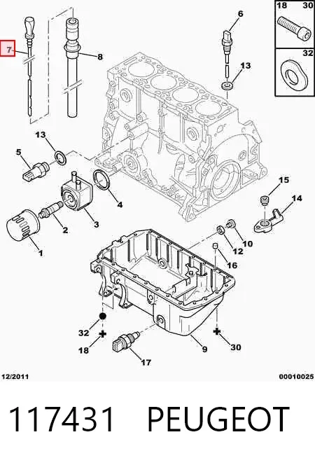 Bagnet poziomu oleju w silniku 9618752080 Fiat/Alfa/Lancia