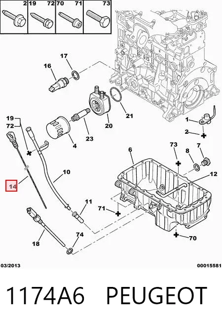 Bagnet poziomu oleju w silniku 1174A6 Peugeot/Citroen