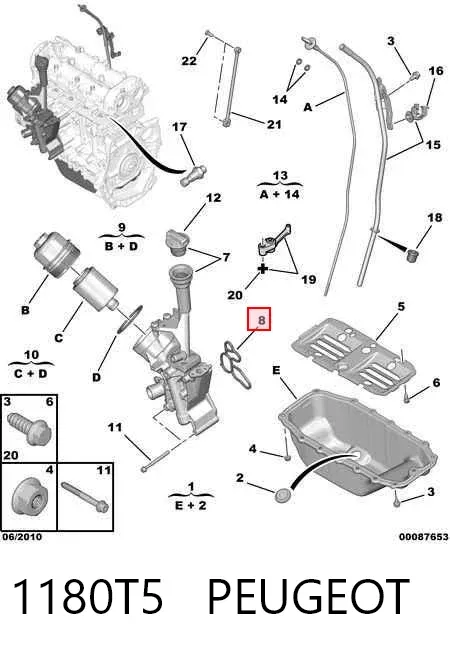 Uszczelka adaptera filtra oleju 1180T5 Peugeot/Citroen