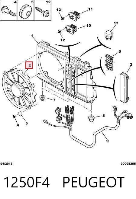 Wentylator elektryczny układu chłodzenia kompletny (silnik+wirnik) 1250F4 Peugeot/Citroen
