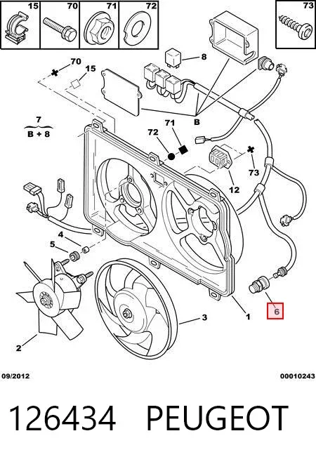 Czujnik temperatury płynu chłodzącego (włączenia wentylatora chłodnicy) 126434 Peugeot/Citroen