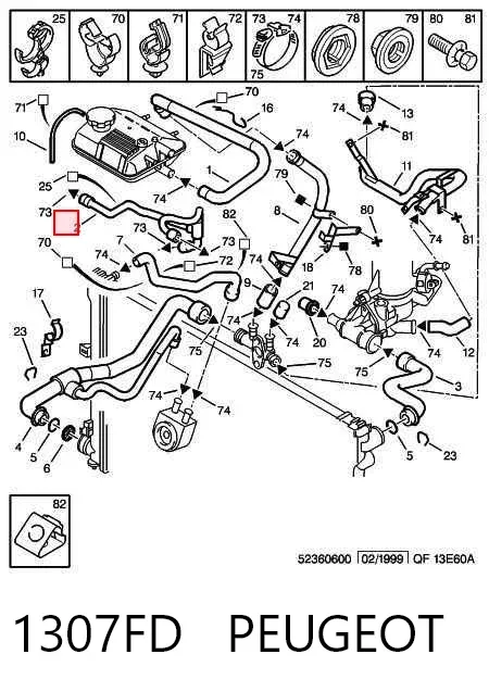 Przewód (króciec) układu chłodzenia 1307FD Peugeot/Citroen