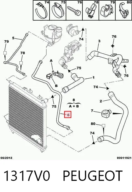 Przewód (króciec) układu chłodzenia 1317V0 Peugeot/Citroen