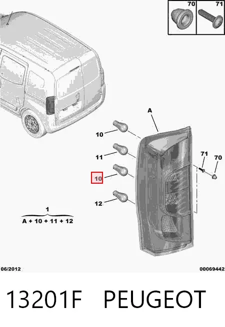 Lampa zespolona tylna lewa 13201F Peugeot/Citroen