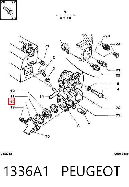 Pokrywa termostatu 1336A1 Peugeot/Citroen
