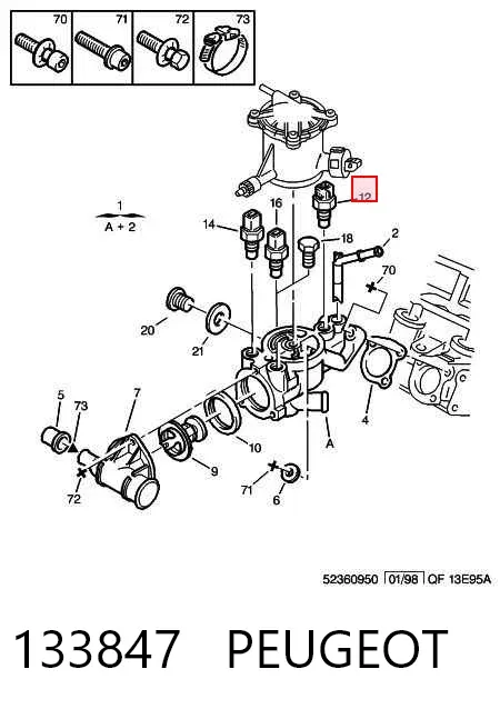 Czujnik temperatury płynu chłodzącego 133847 Peugeot/Citroen