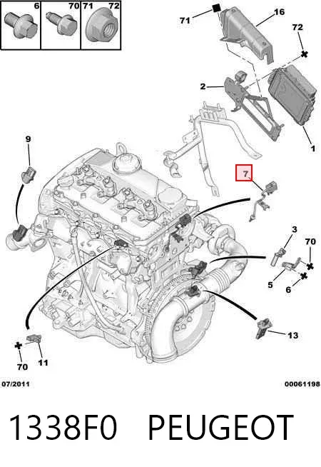 Czujnik temperatury płynu chłodzącego 1338F0 Peugeot/Citroen