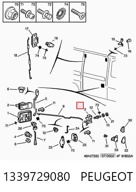 Zamek drzwi bocznych przesuwnych 1339729080 Peugeot/Citroen