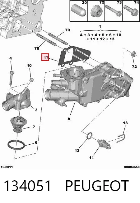 Uszczelka obudowy termostatu 134051 Peugeot/Citroen