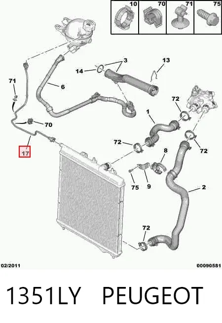 Przewód zbiornika wyrównawczego górny 1351LY Peugeot/Citroen
