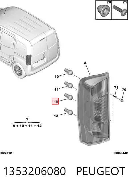 Lampa zespolona tylna lewa 1353206080 Peugeot/Citroen