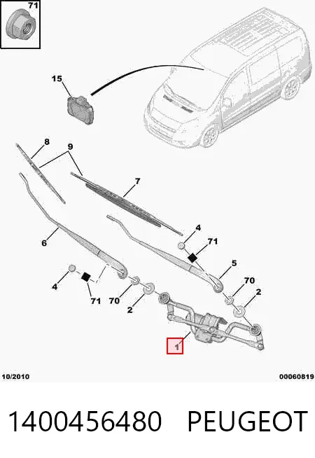 Mechanizm wycieraczek 1400456480 Peugeot/Citroen