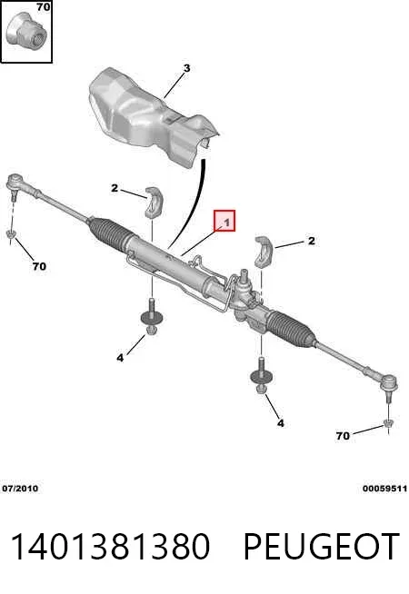 Listwa kierownicza (maglownica) 1401381380 Peugeot/Citroen