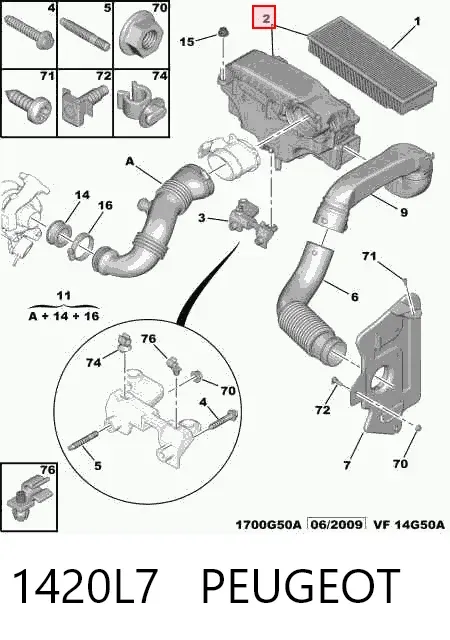 Obudowa filtra powietrza 1420L7 Peugeot/Citroen