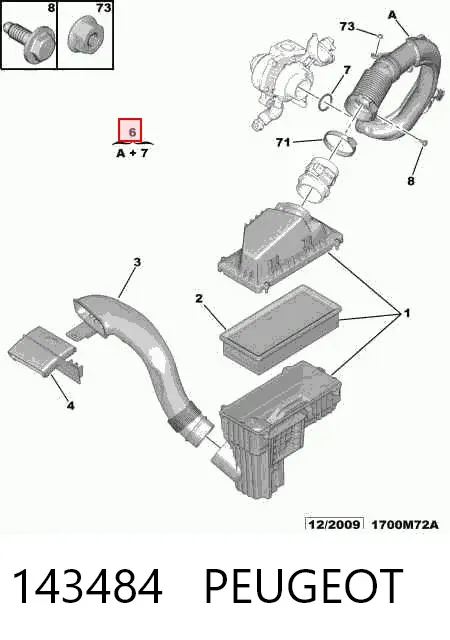 Króciec powietrza, wlot do turbiny (doładowanie) 143484 Peugeot/Citroen