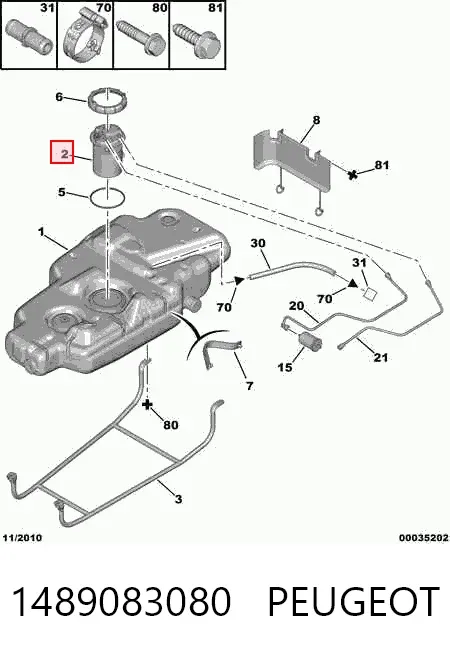 Moduł pompy paliwowej z czujnikiem poziomu paliwa 1489083080 Peugeot/Citroen