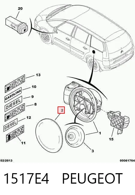 Klapka wlewu paliwa Citroen C4 GRAND PICASSO I
