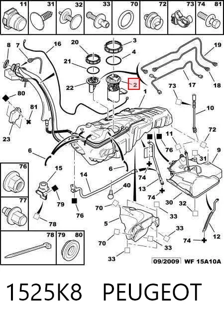 Moduł pompy paliwowej z czujnikiem poziomu paliwa 1525K8 Peugeot/Citroen