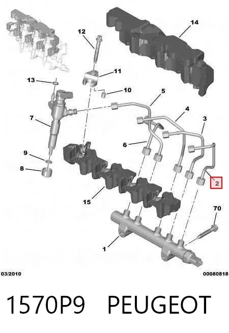 Rurka paliwa wtryskiwacza 1. cylindra 1570P9 Peugeot/Citroen