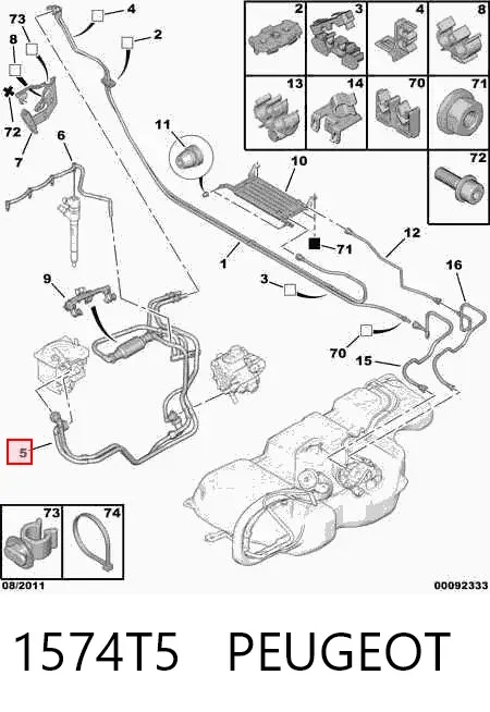 Rurka paliwa, zestaw 1574T5 Peugeot/Citroen