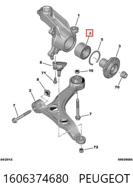 Łożysko piasty przedniej 1606374680 Peugeot/Citroen