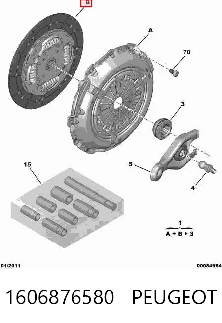 Zestaw sprzęgła (3 części) 1606876580 Peugeot/Citroen