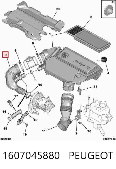 Króciec powietrza, przepływomierz 1607045880 Peugeot/Citroen