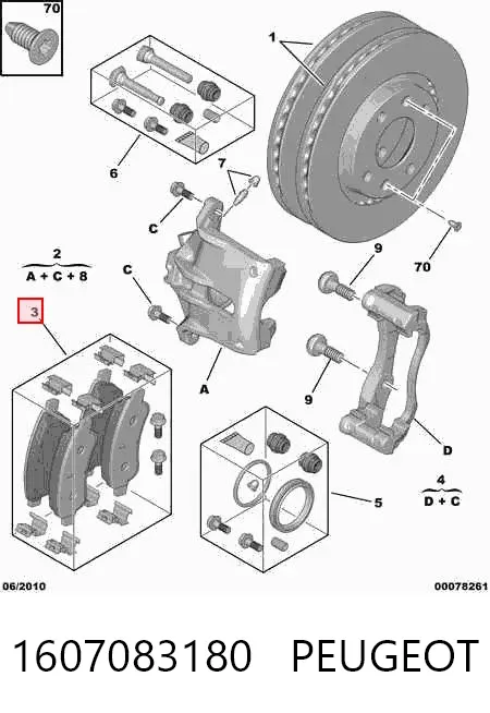 Klocki hamulcowe przednie tarczowe 1607083180 Peugeot/Citroen