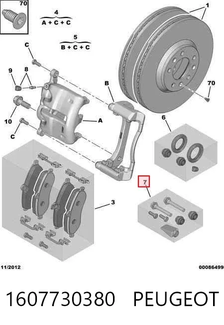 Zestaw naprawczy zacisku hamulcowego tylnego 1607730380 Peugeot/Citroen