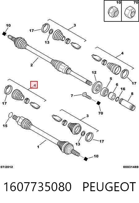 Osłona przegubu homokinetycznego półosi przedniej wewnętrzna 1607735080 Peugeot/Citroen