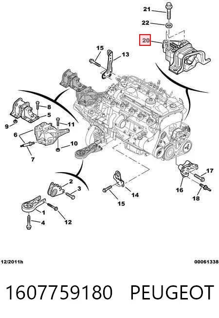 Poduszka (podpora) silnika prawa 1607759180 Peugeot/Citroen