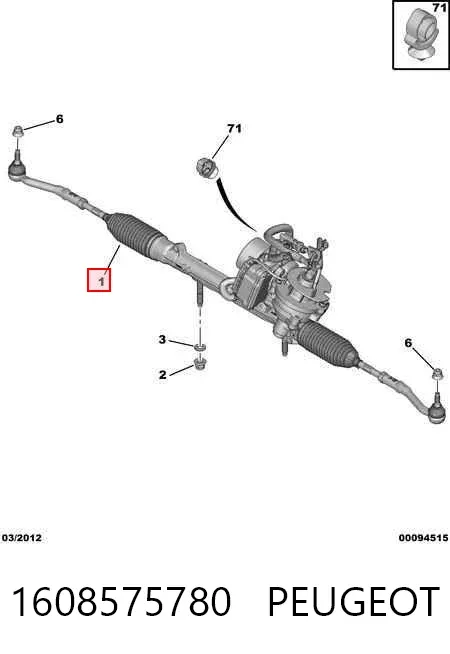 Listwa kierownicza (maglownica) 1608575780 Peugeot/Citroen